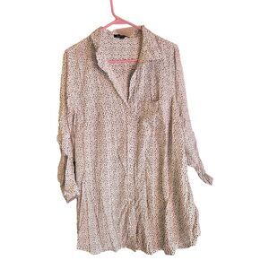 Velvet Heart Button Front Blouse 1x Womens Plus Size White Black Long Sleeve